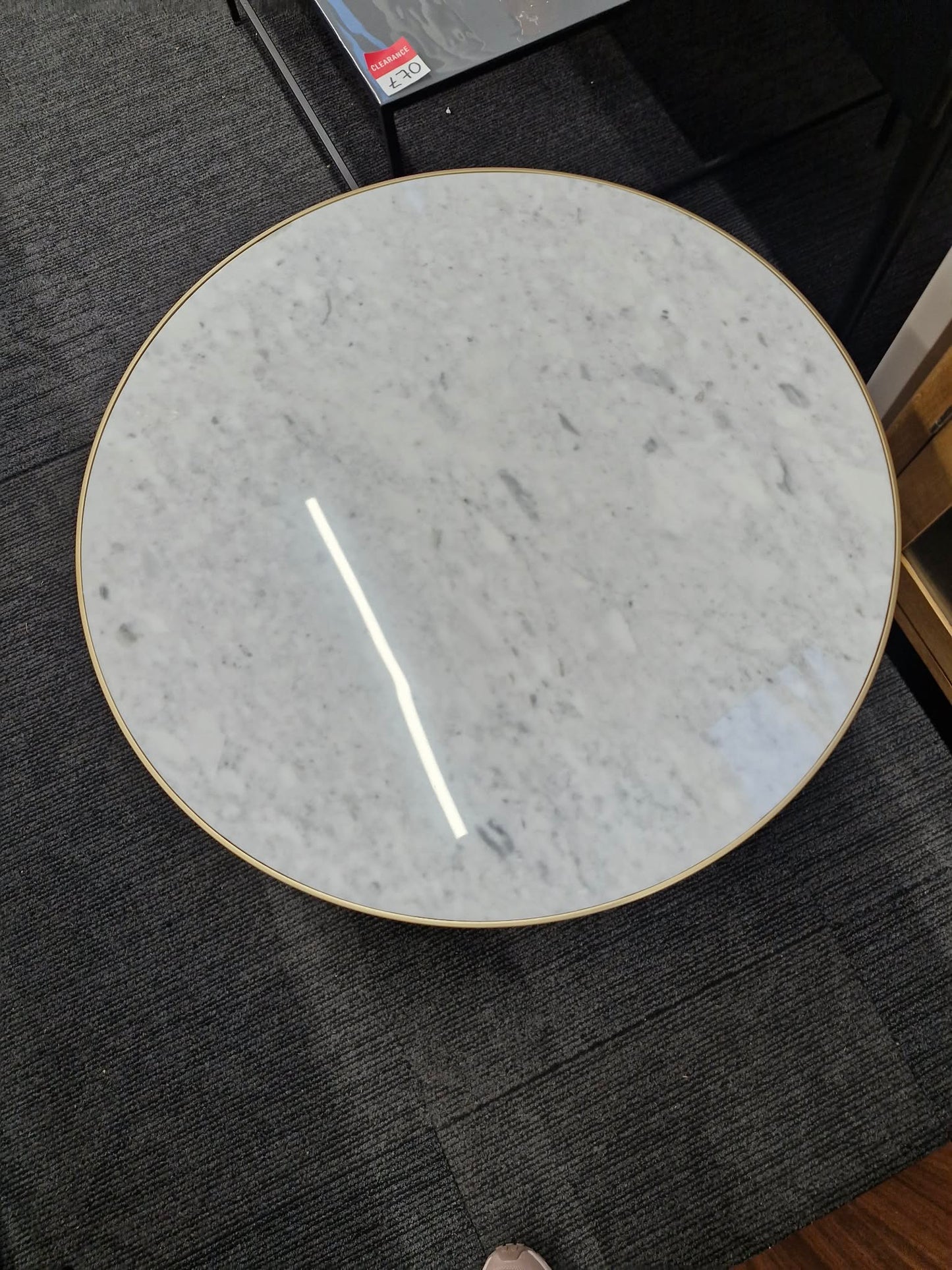 Gold Round Coffee Table with Real Marble Top