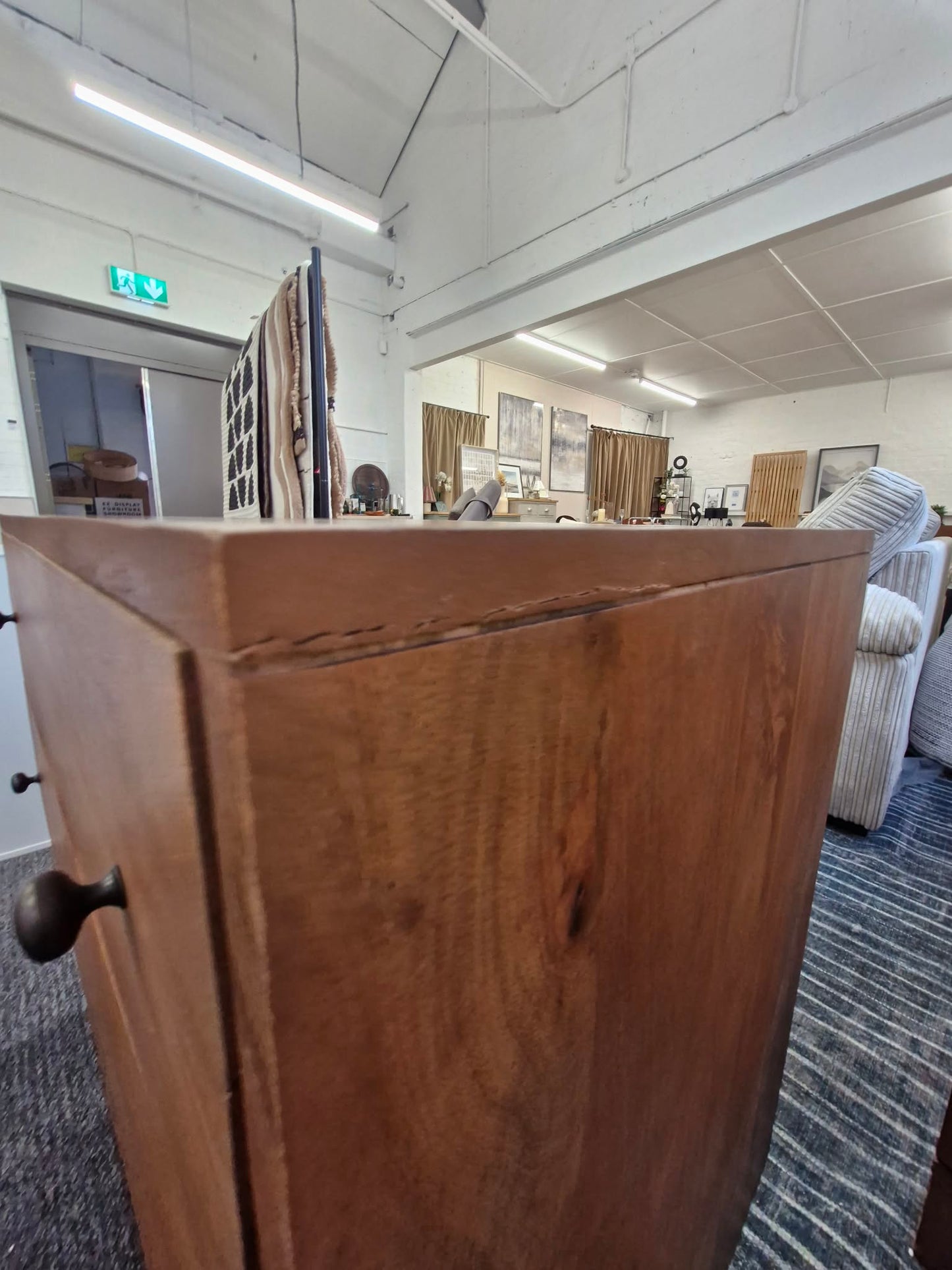Solid Dark Mango Wood Chest of Drawers with Black Metal / Small Cabinet