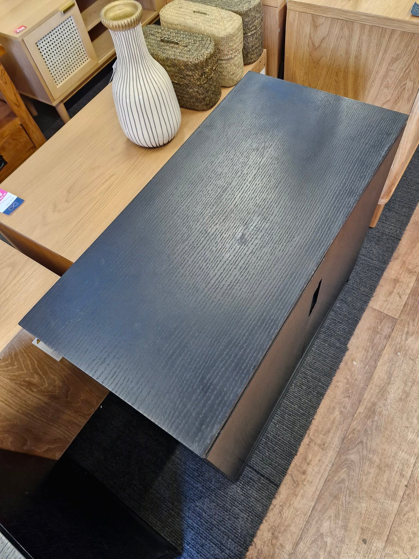 Black Small Cabinet with 2 doors and metal legs / Small Sideboard Cupboard