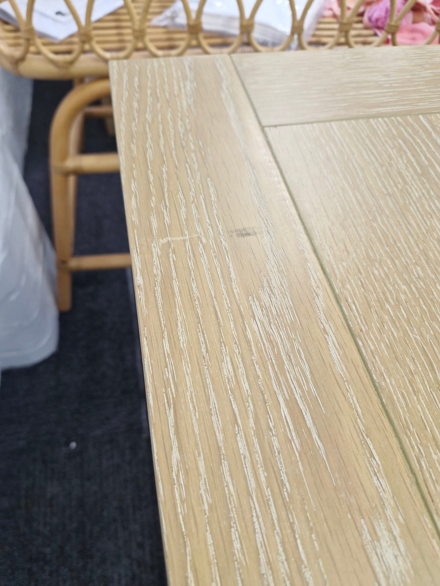 Modern Country Style Extending Dining Table  / Grey Cream and Oak Top / 6-10 seater