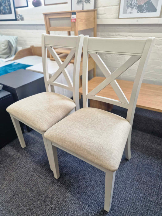Set of 2 Dining Chairs Cream Cross Back  / Harrington