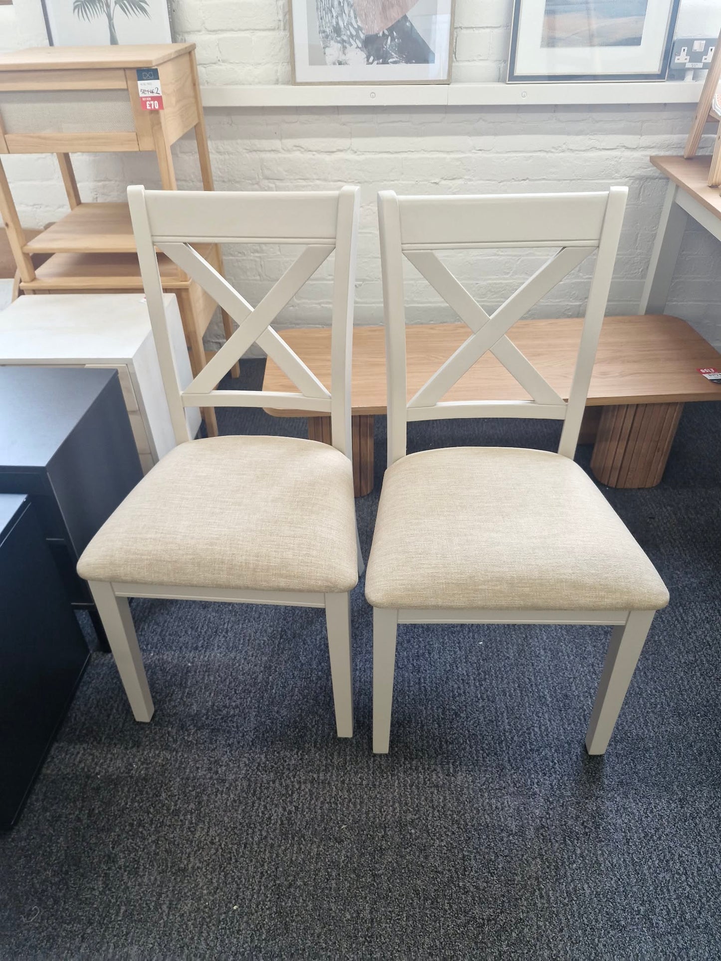 Set of 2 Dining Chairs Cream Cross Back  / Harrington