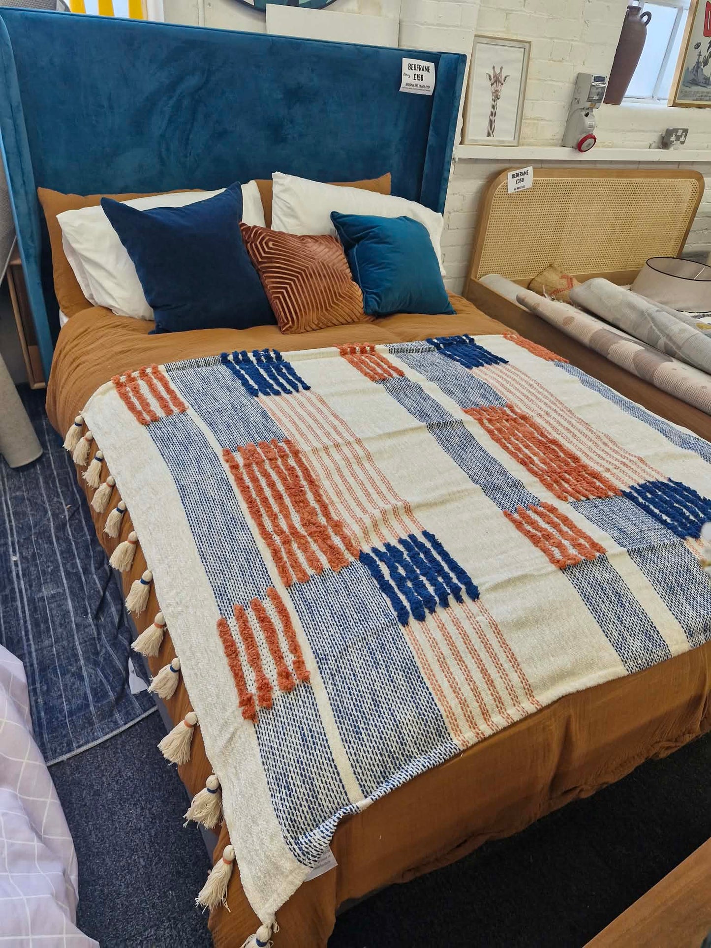 Divan King Size Bedframe- Grey and Teal  / Turquoise