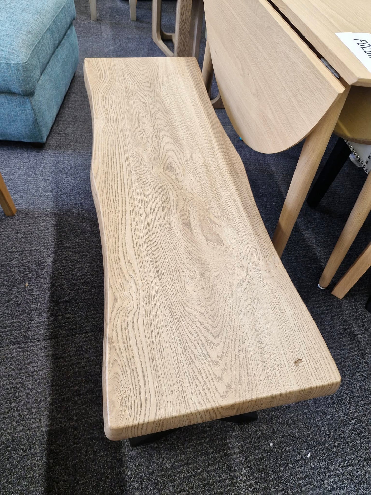 Light Wood Effect and Black Cross Legs Dining Bench