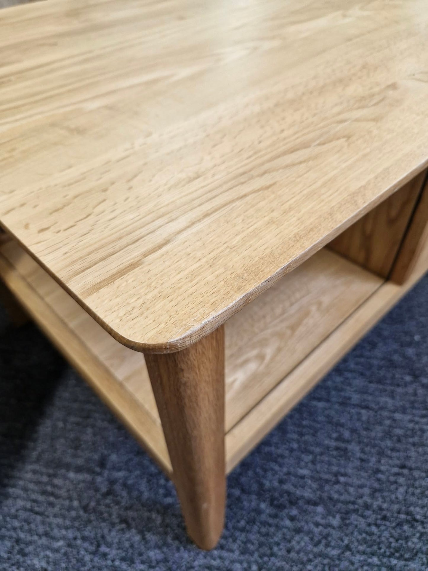 Solid Oak Large Coffee Table with Drawers and Storage shelves