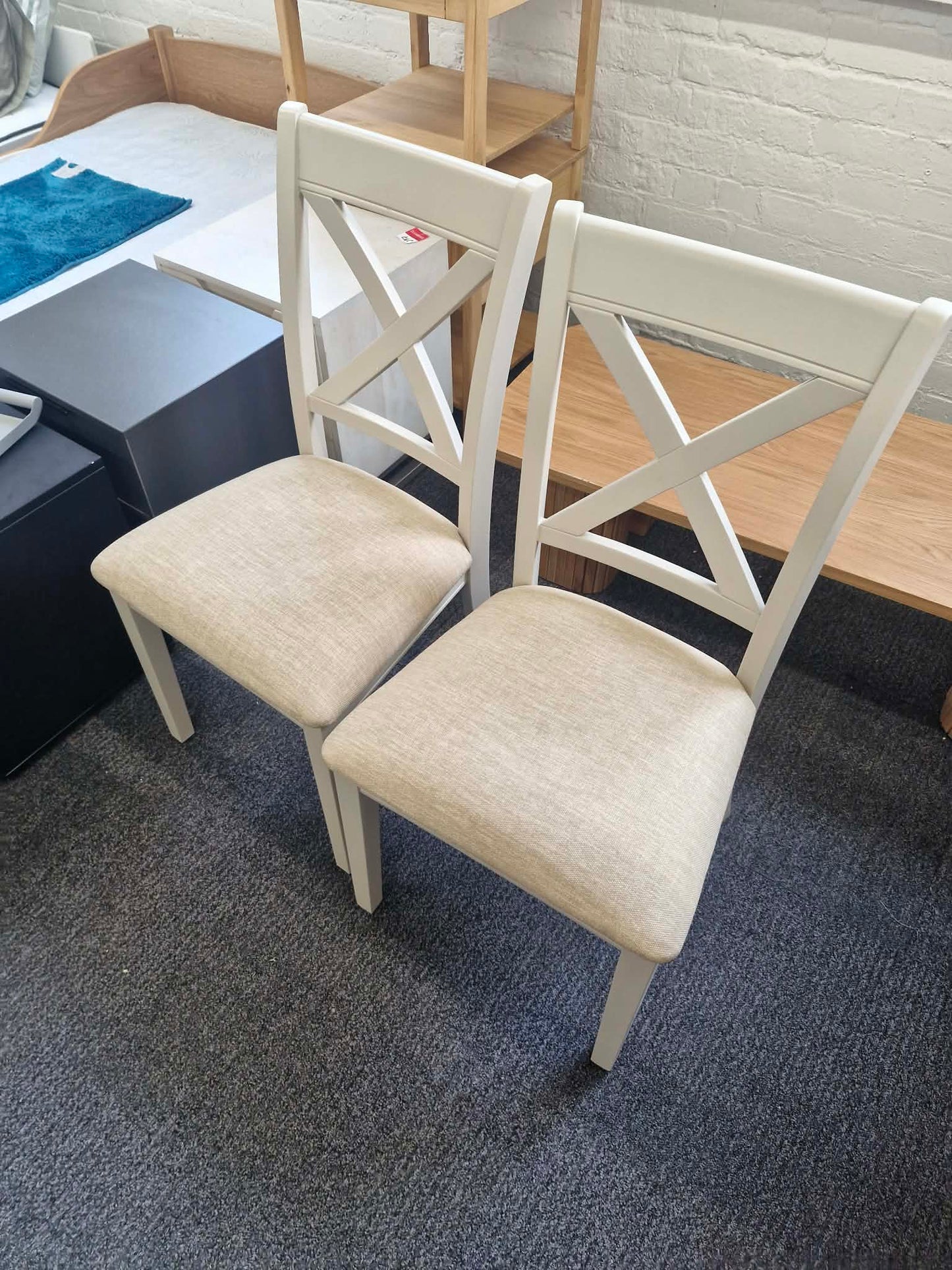 Set of 2 Dining Chairs Cream Cross Back  / Harrington
