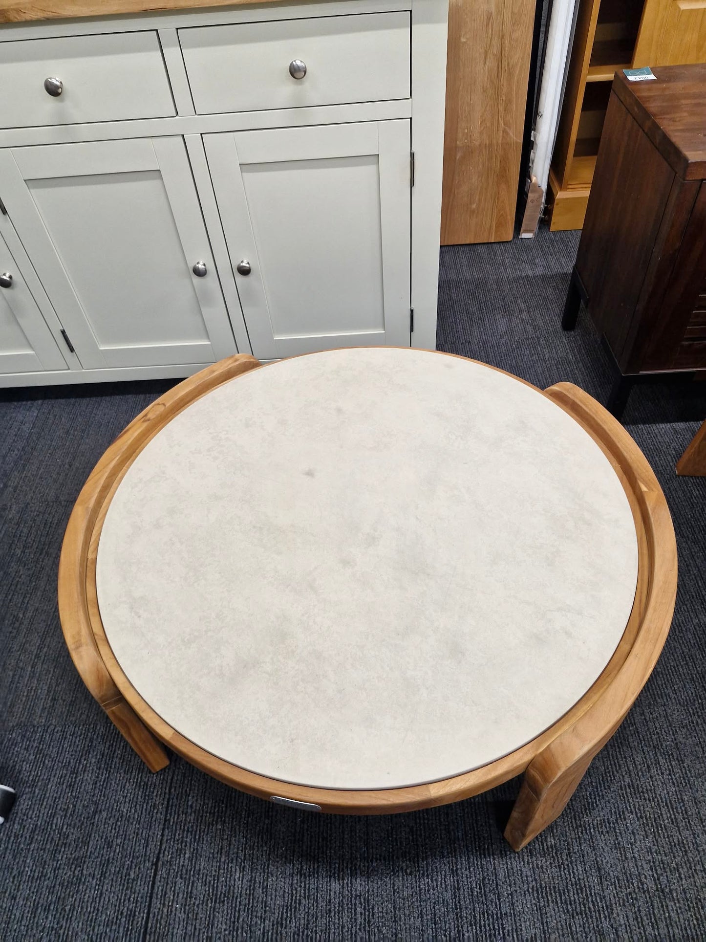 Outdoor Garden Coffee Table - Solid Teak Wood and Cement