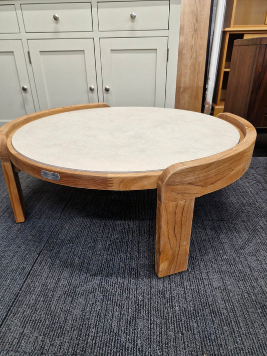 Outdoor Garden Coffee Table - Solid Teak Wood and Cement