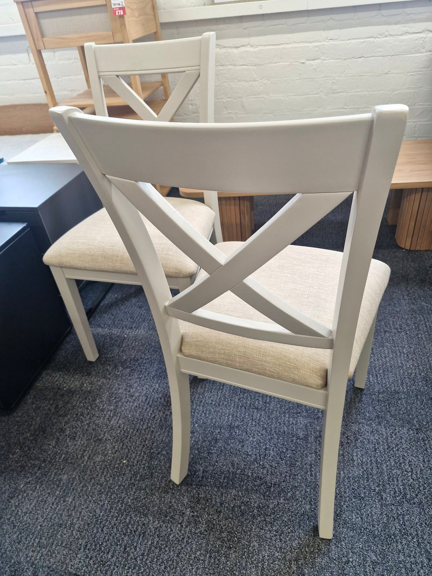 Set of 2 Dining Chairs Cream Cross Back  / Harrington