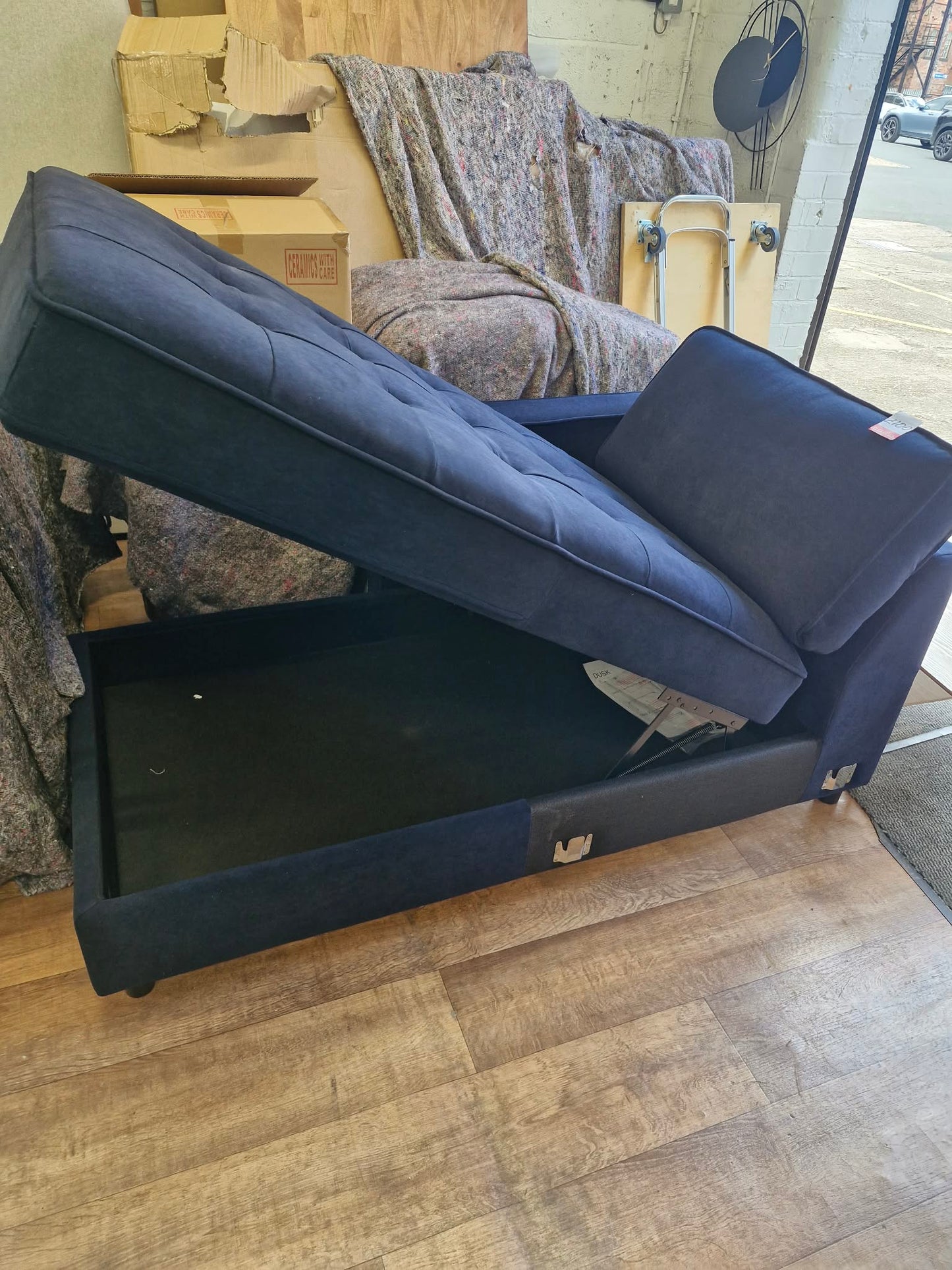 Navy Blue Velvet Day Bed / Chaise with storage (project)