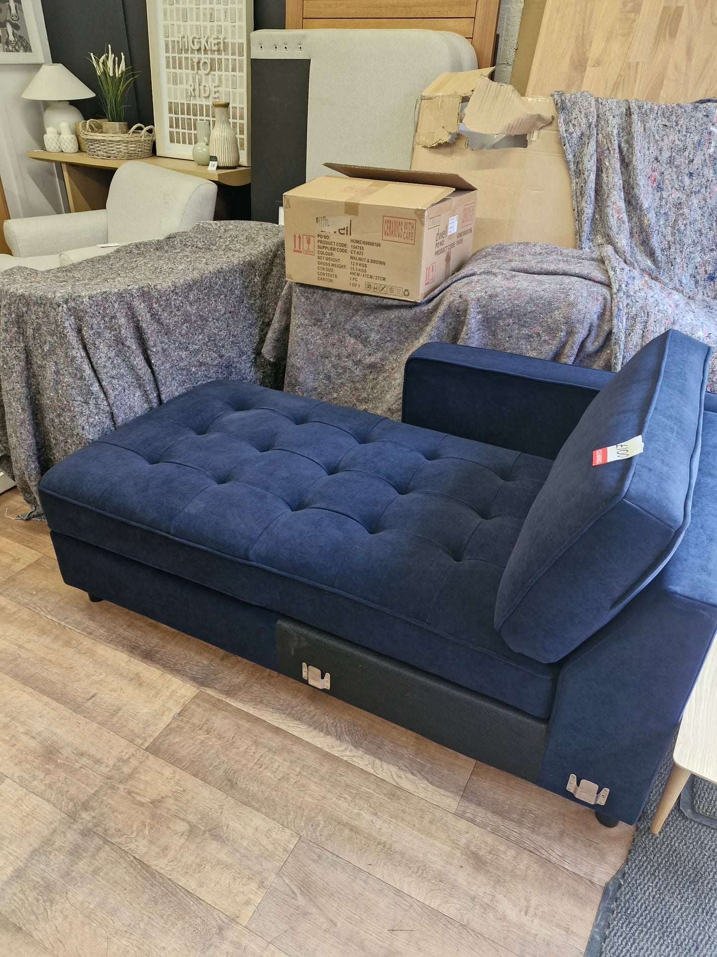 Navy Blue Velvet Day Bed / Chaise with storage (project)