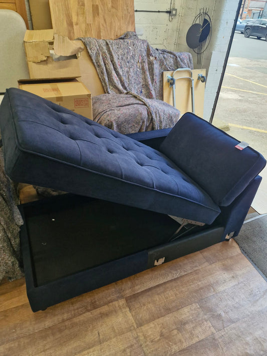 Navy Blue Velvet Day Bed / Chaise with storage (project)