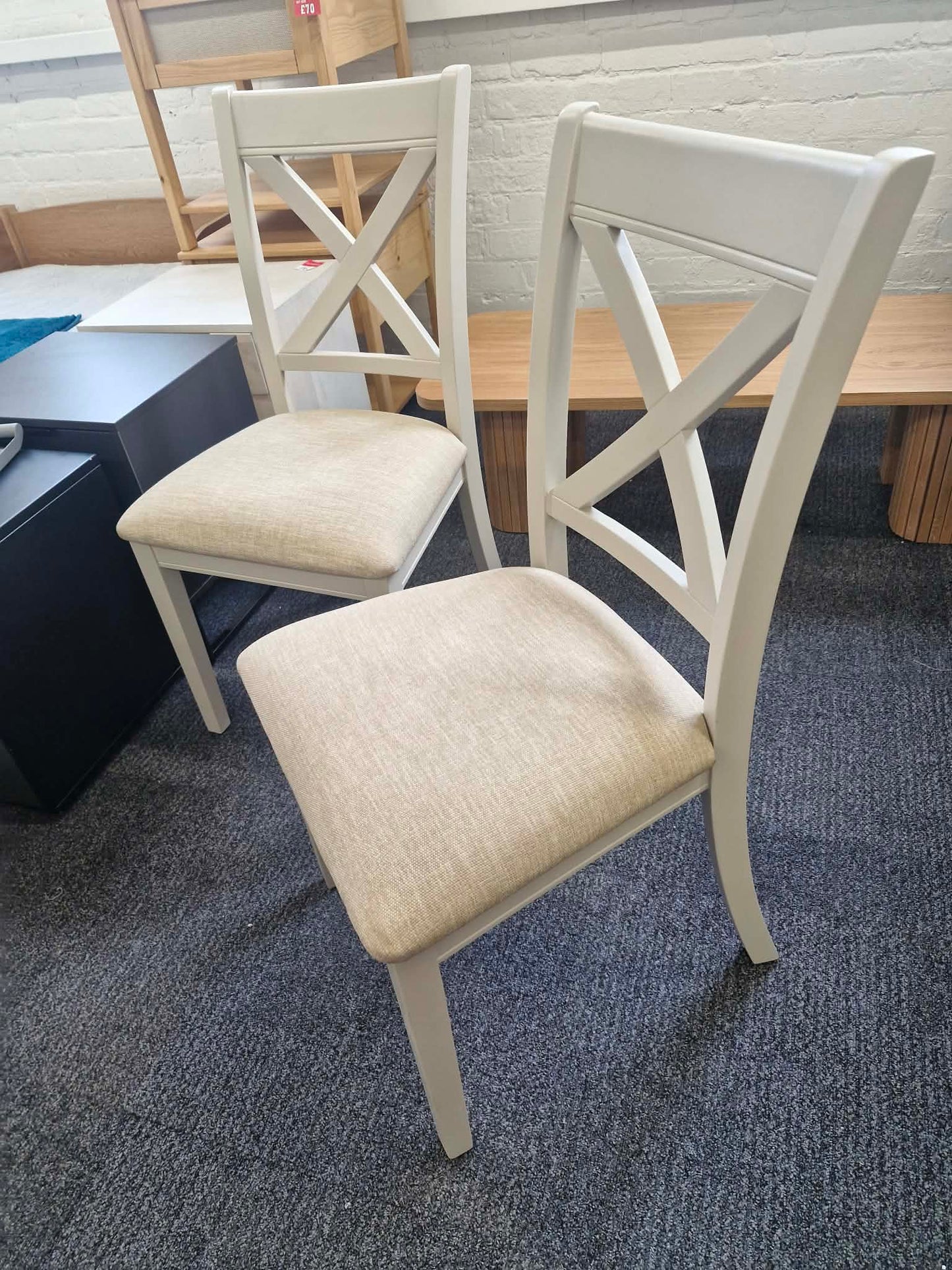 Set of 2 Dining Chairs Cream Cross Back  / Harrington