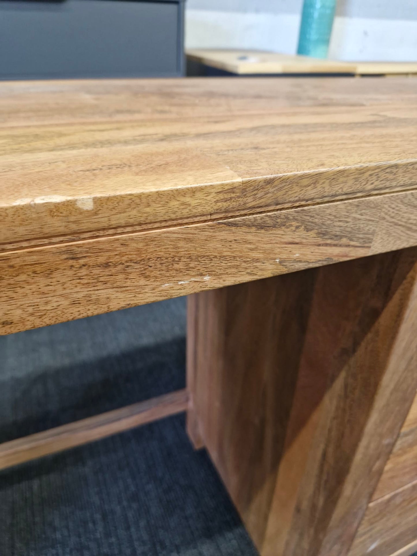 Solid Mango Wood Desk with 3 Drawers / Noah