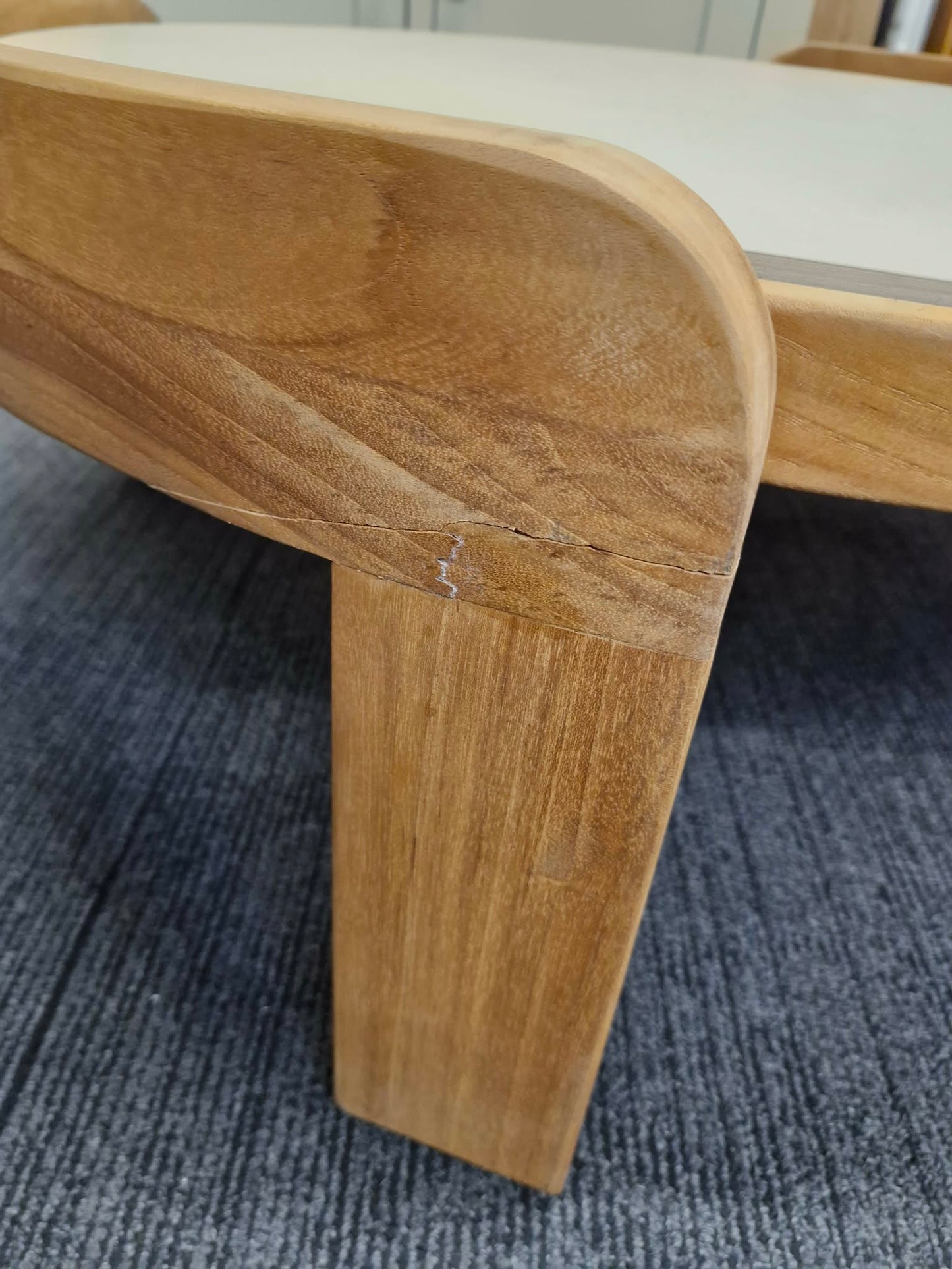 Outdoor Garden Coffee Table - Solid Teak Wood and Cement