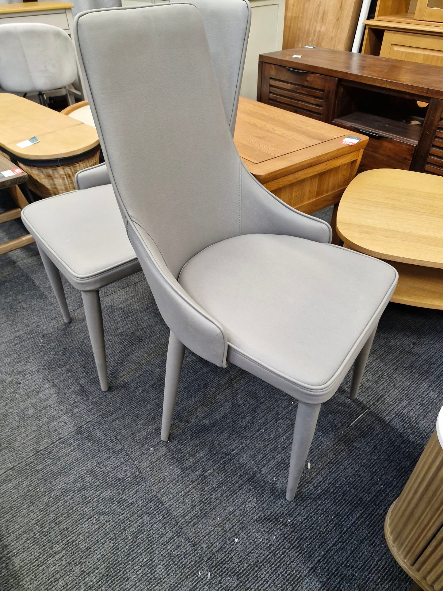 Light Grey All Faux leather Dining Chairs / Set of 2