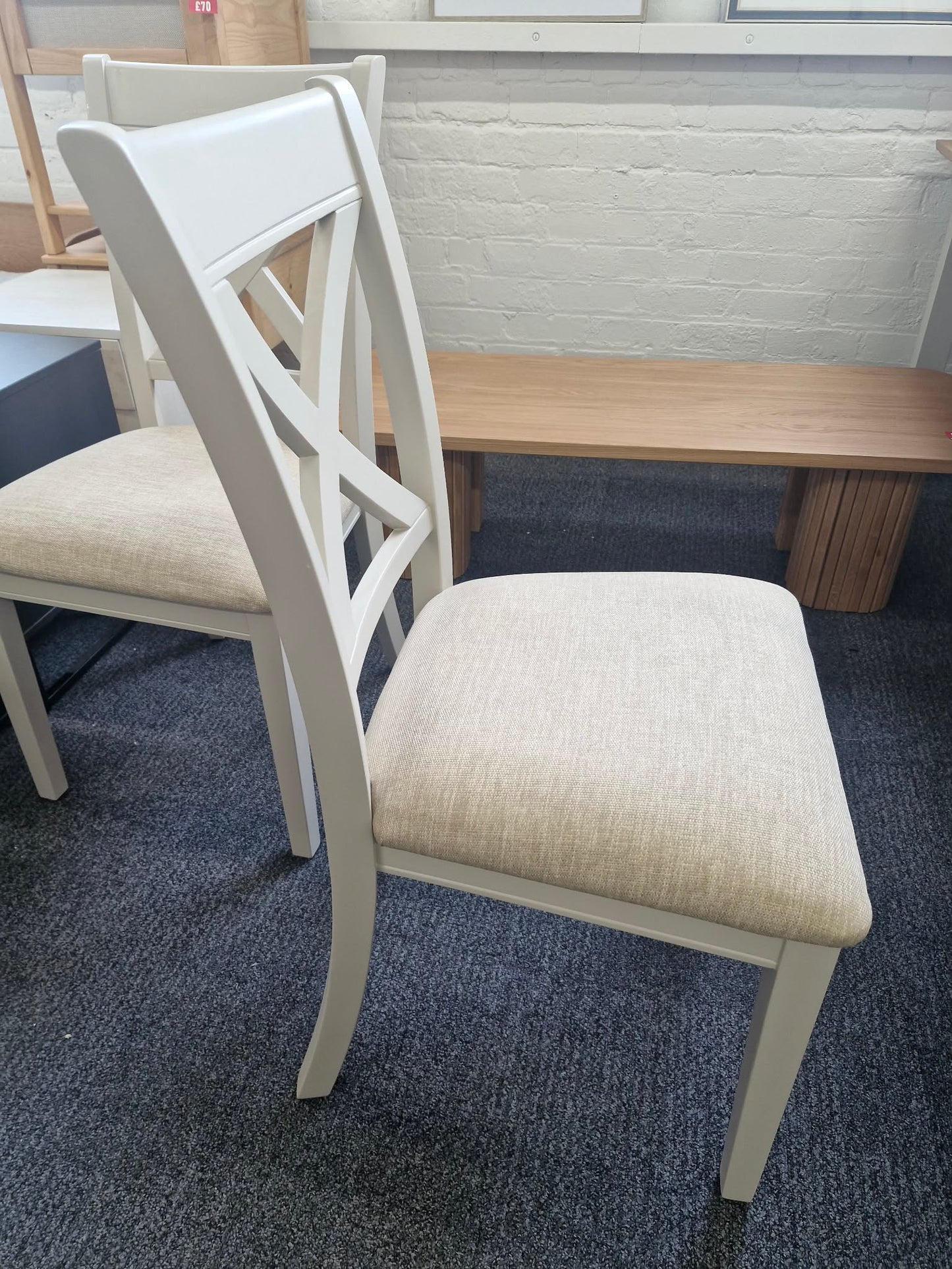 Set of 2 Dining Chairs Cream Cross Back  / Harrington