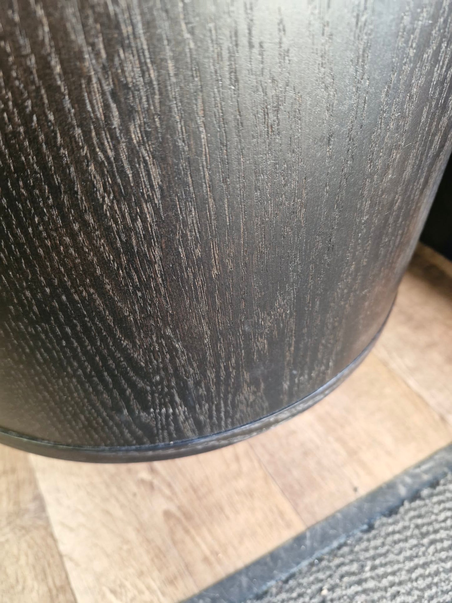 Black Oval Tv Stand Unit with ribbed front