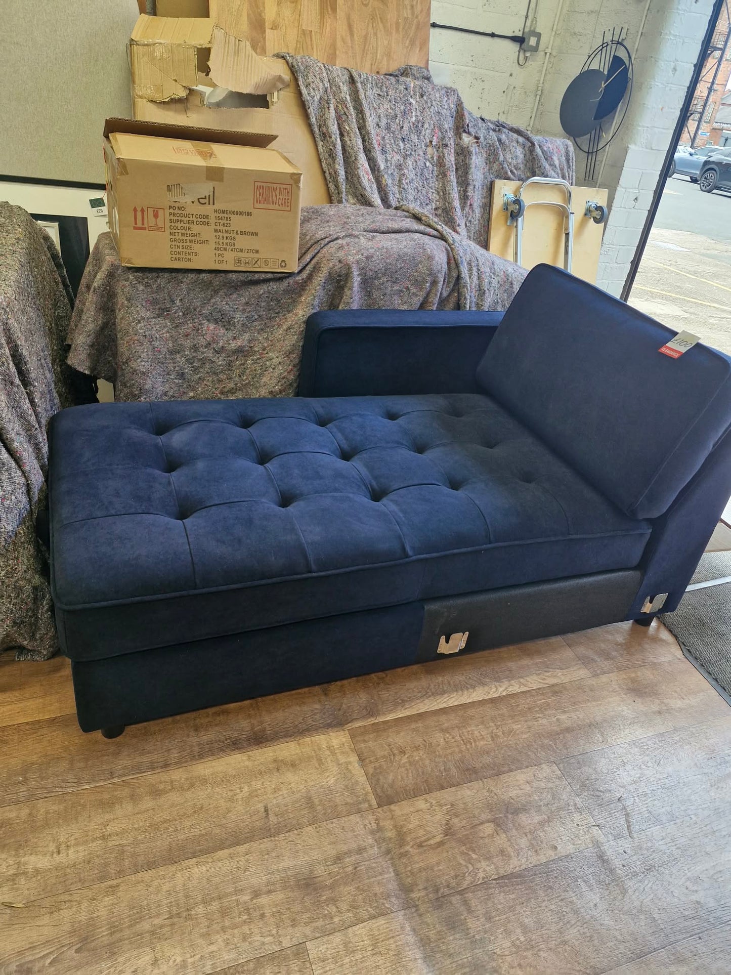Navy Blue Velvet Day Bed / Chaise with storage (project)