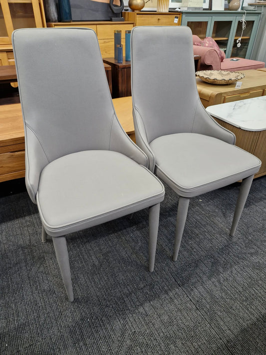 Light Grey All Faux leather Dining Chairs / Set of 2
