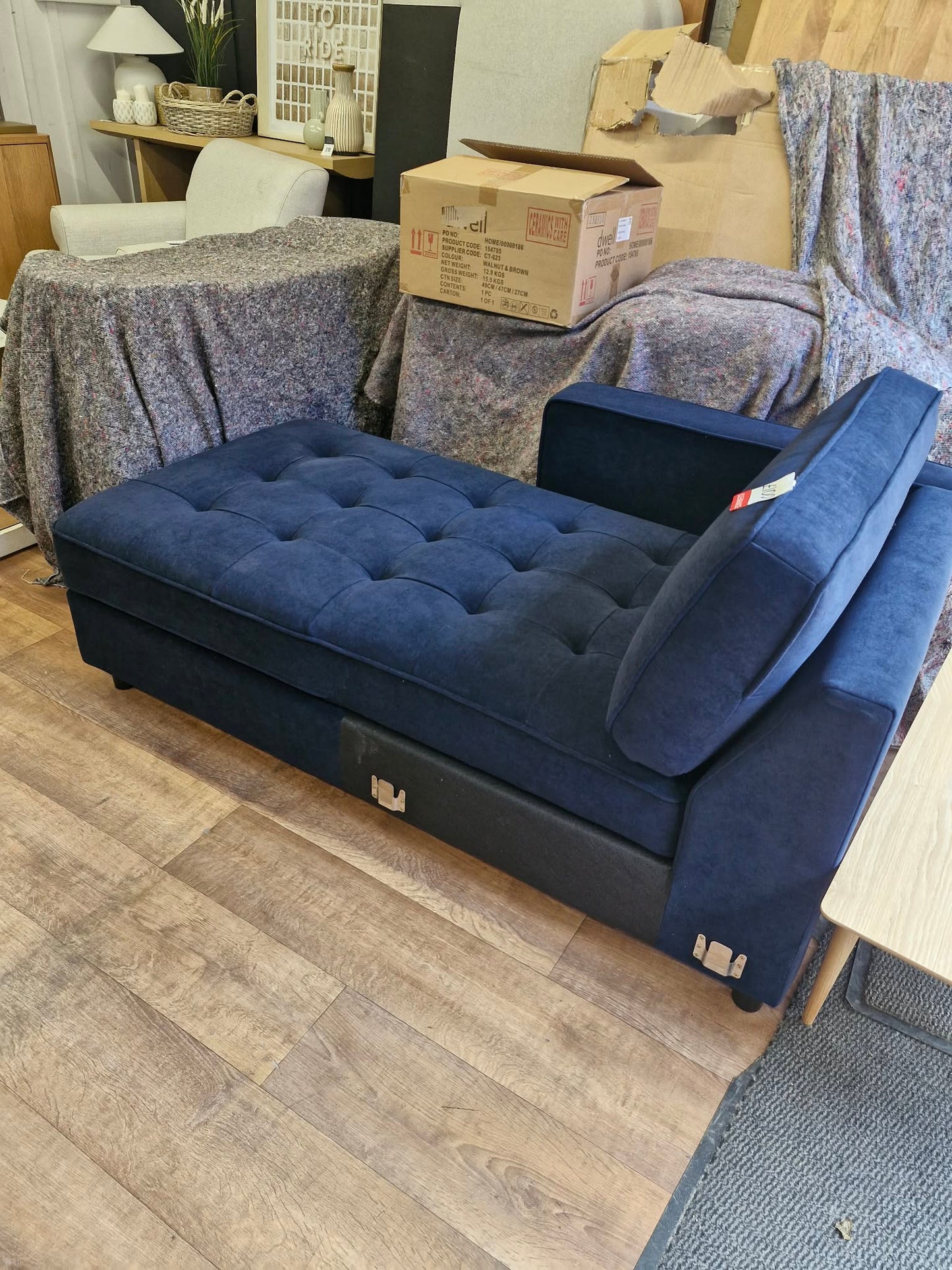 Navy Blue Velvet Day Bed / Chaise with storage (project)