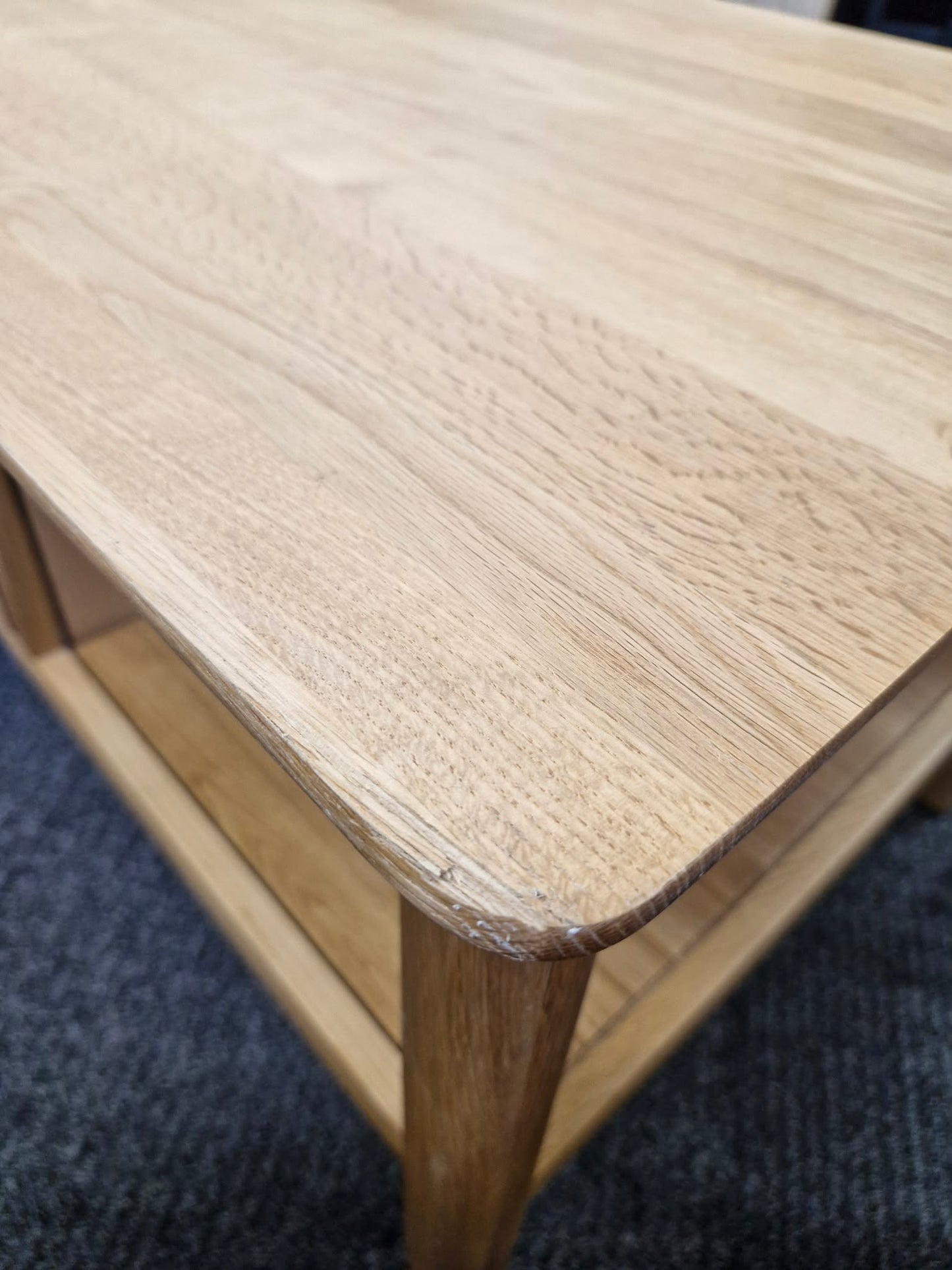 Solid Oak Large Coffee Table with Drawers and Storage shelves