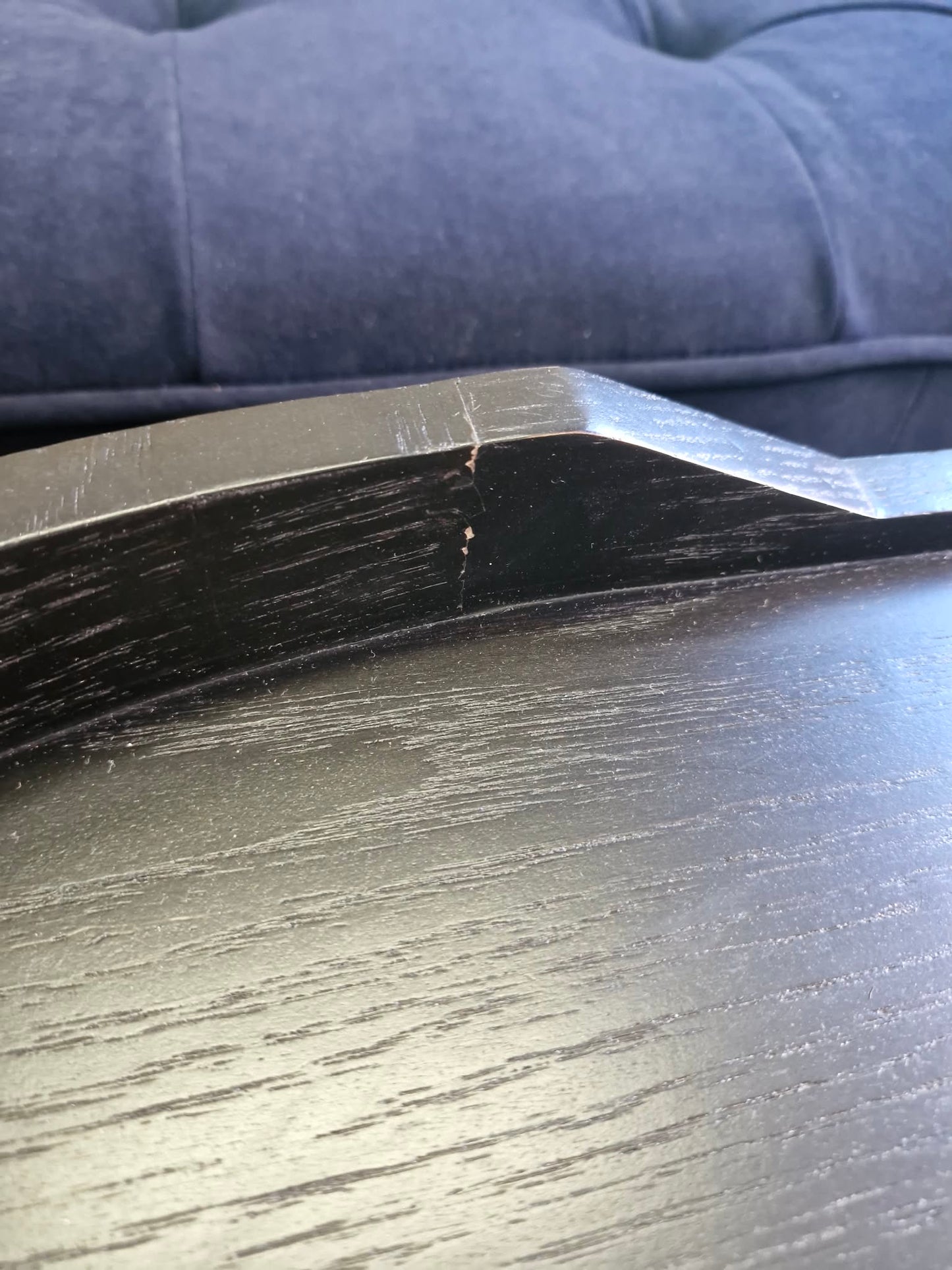 Black Oval Tv Stand Unit with ribbed front