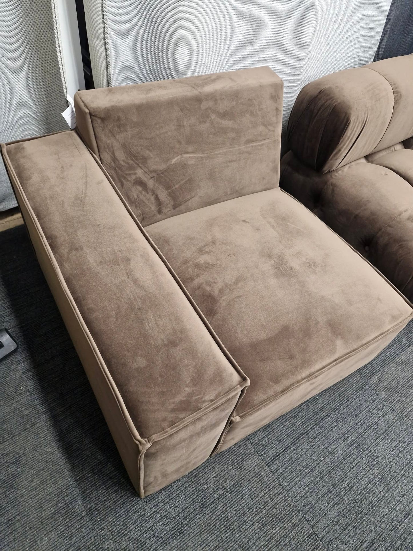 Corner unit seat  / Armchair Brown Chocolate Velvet