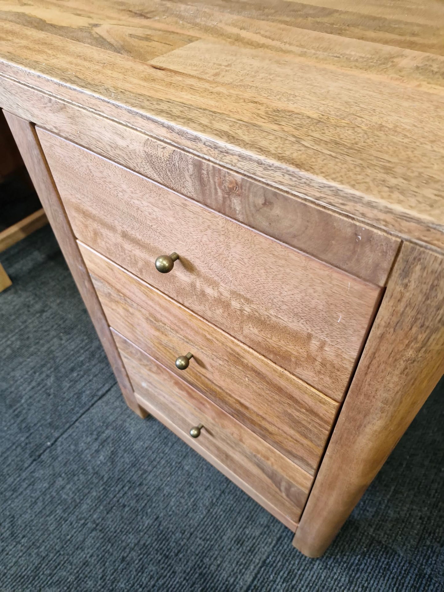 Solid Mango Wood Desk with 3 Drawers / Noah
