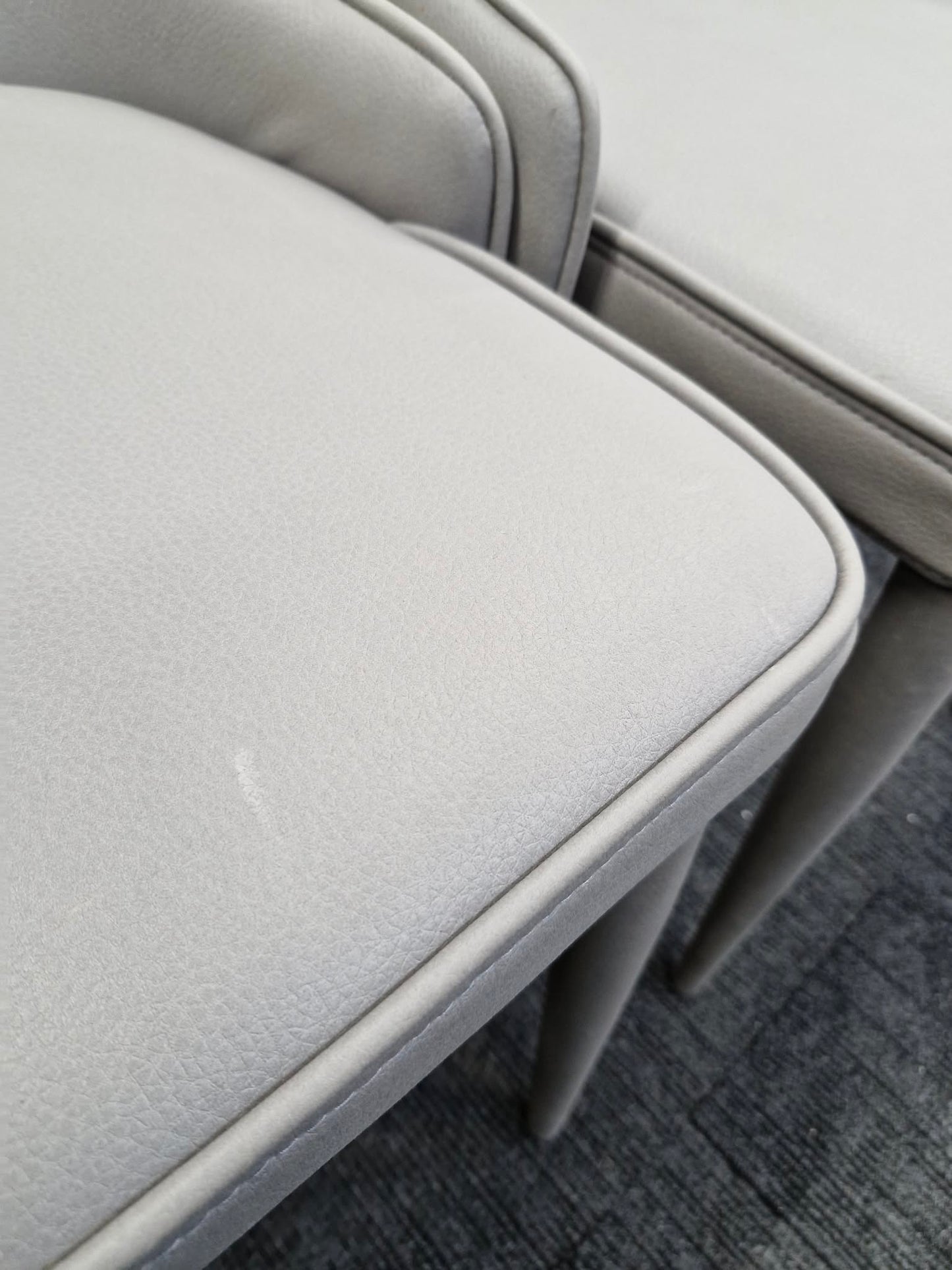 Light Grey All Faux leather Dining Chairs / Set of 2