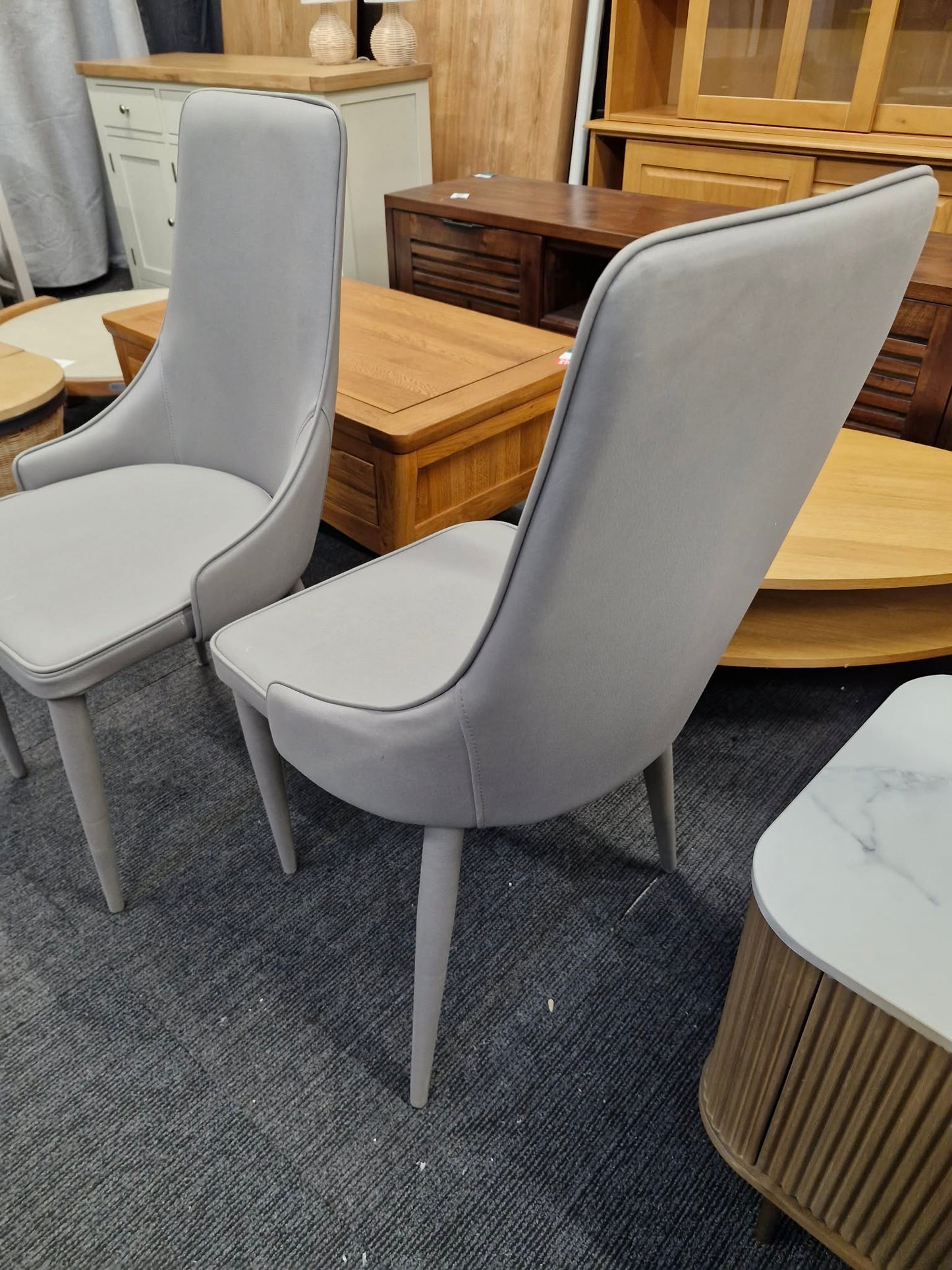 Light Grey All Faux leather Dining Chairs / Set of 2