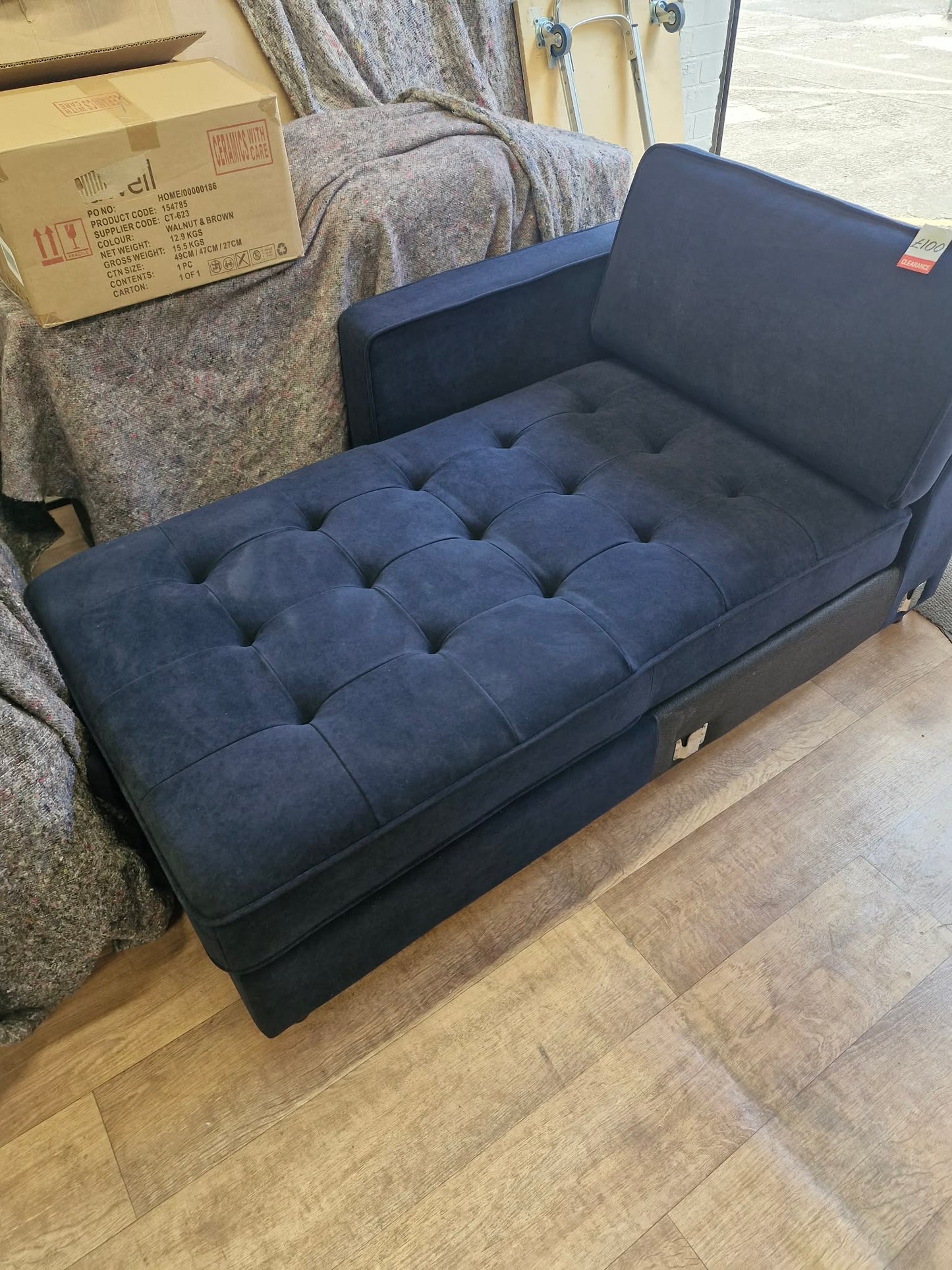 Navy Blue Velvet Day Bed / Chaise with storage (project)