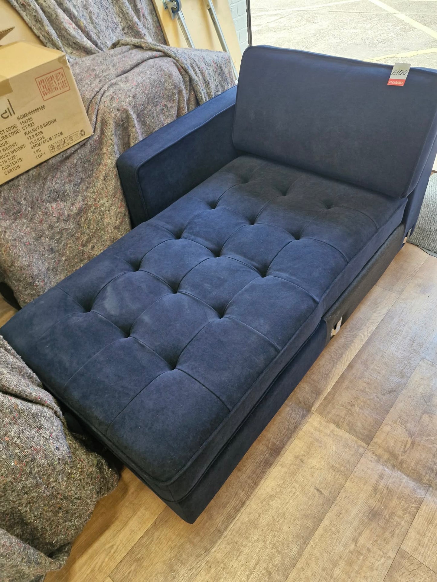 Navy Blue Velvet Day Bed / Chaise with storage (project)