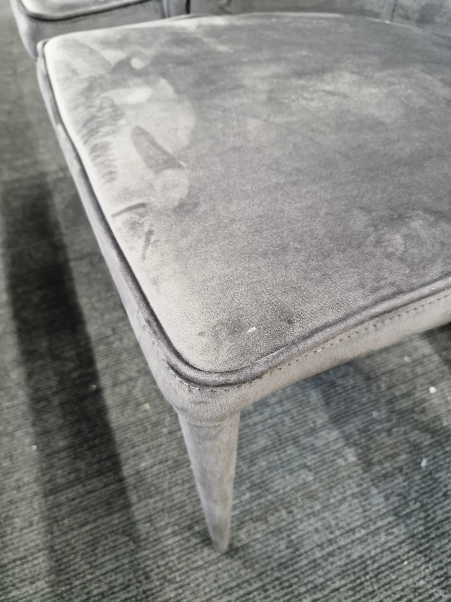 Dark Grey All Velvet Dining Chairs / Set of 2