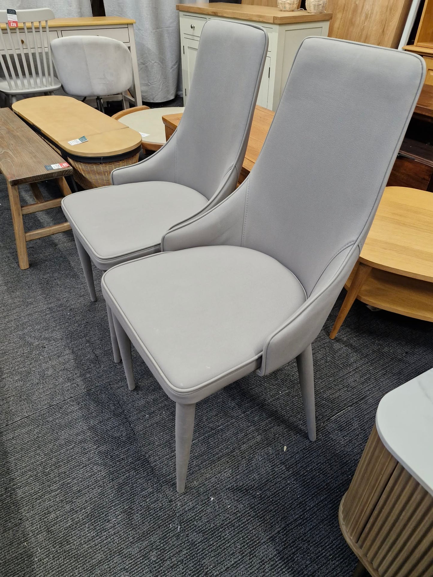 Light Grey All Faux leather Dining Chairs / Set of 2