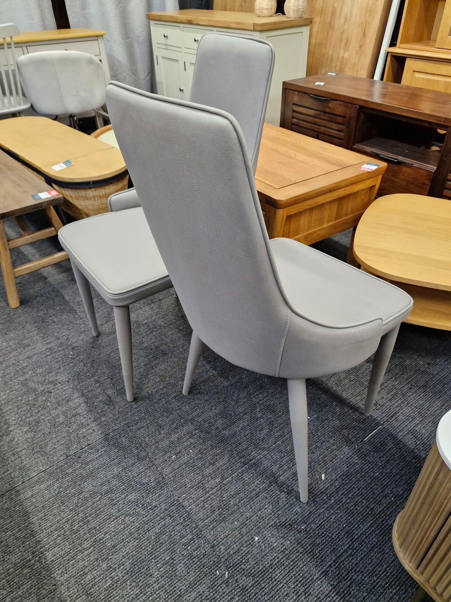 Light Grey All Faux leather Dining Chairs / Set of 2