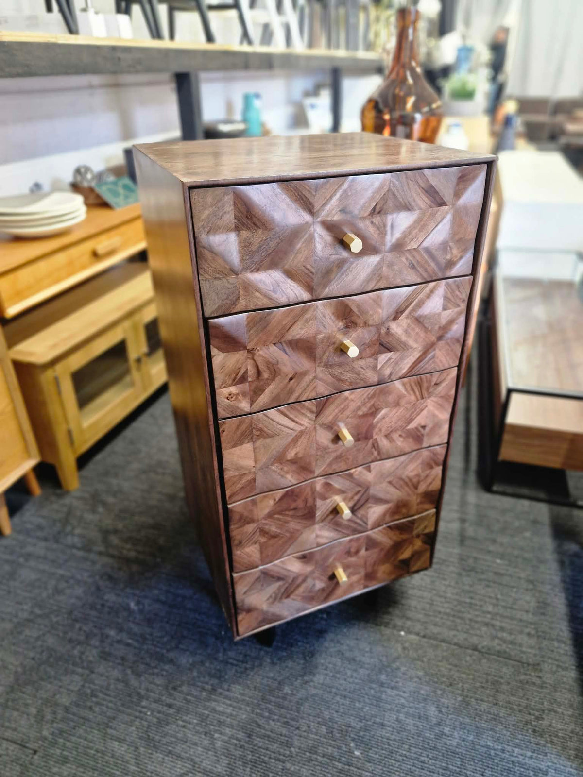 Dark Solid Wood Tallboy / Tall Chest of Drawers Swoon Franklin