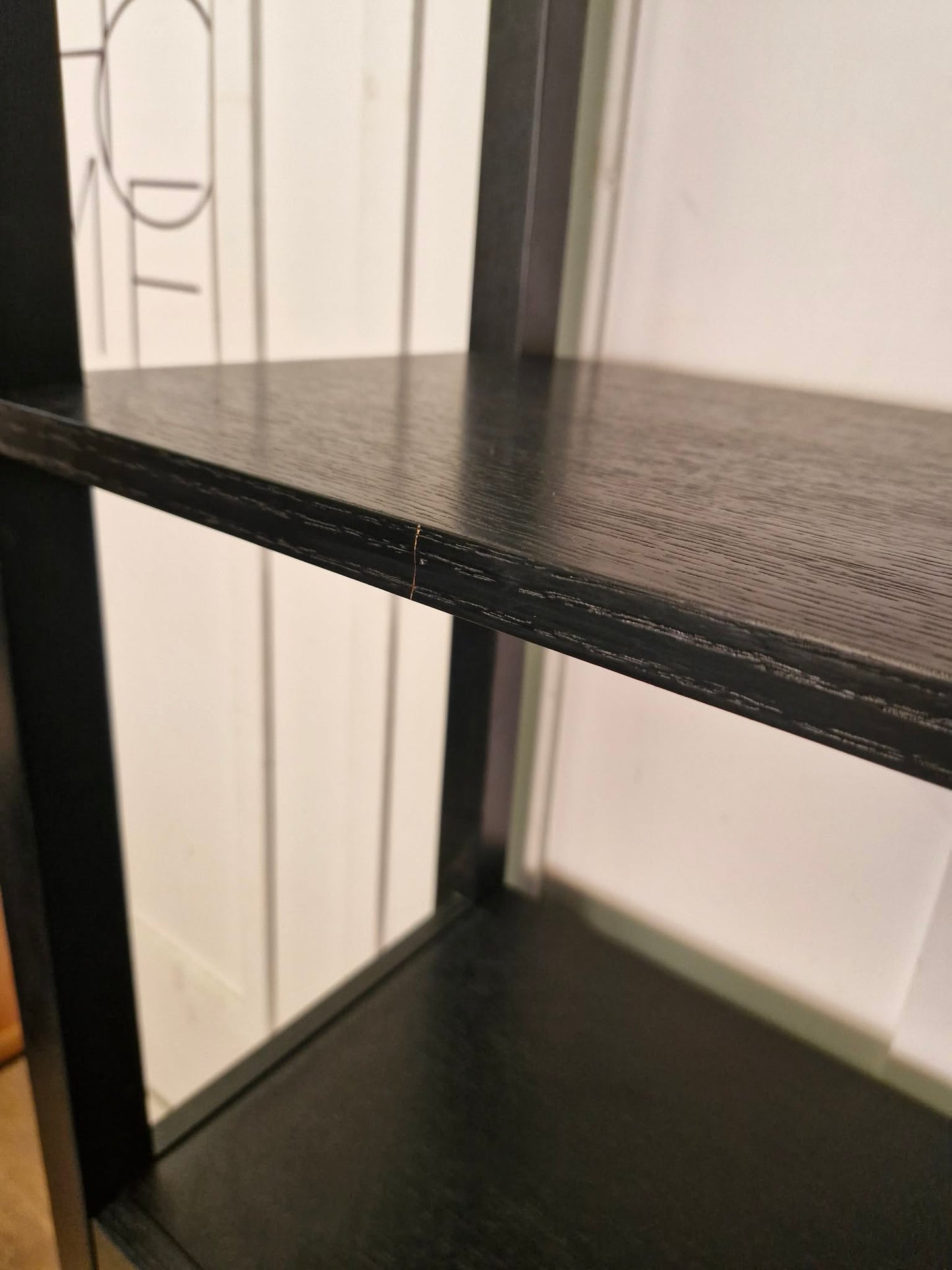 Black Tall Shelving Unit with Drawers / Bookcase