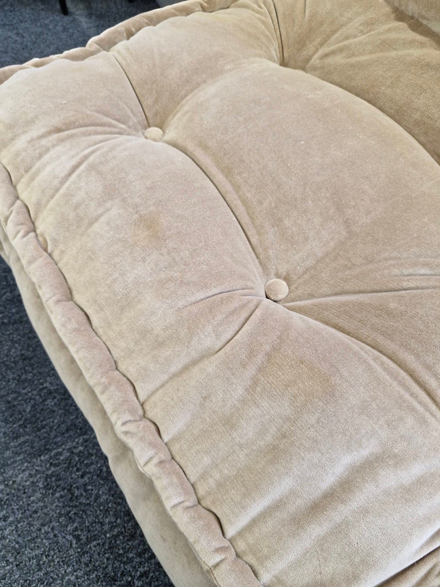 Wide Beige Velvet Two-Seater Floor Cushion / Armchair