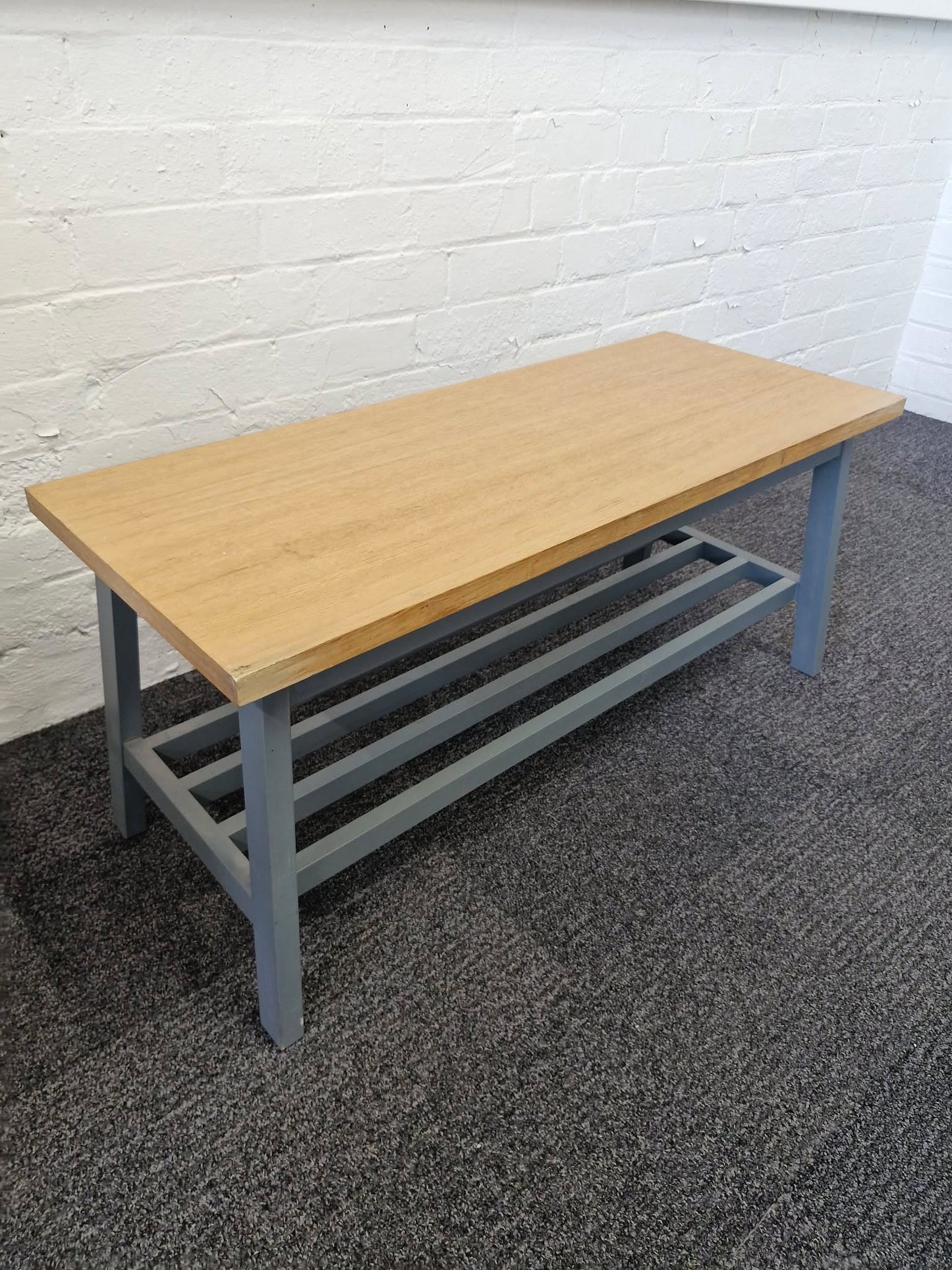 Hallway Bench with Shelf / Oak and Dark Grey Charcoal