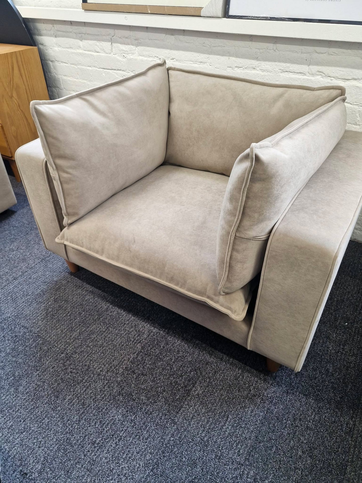 Large Wide Beige Armchair / Cuddle Chair