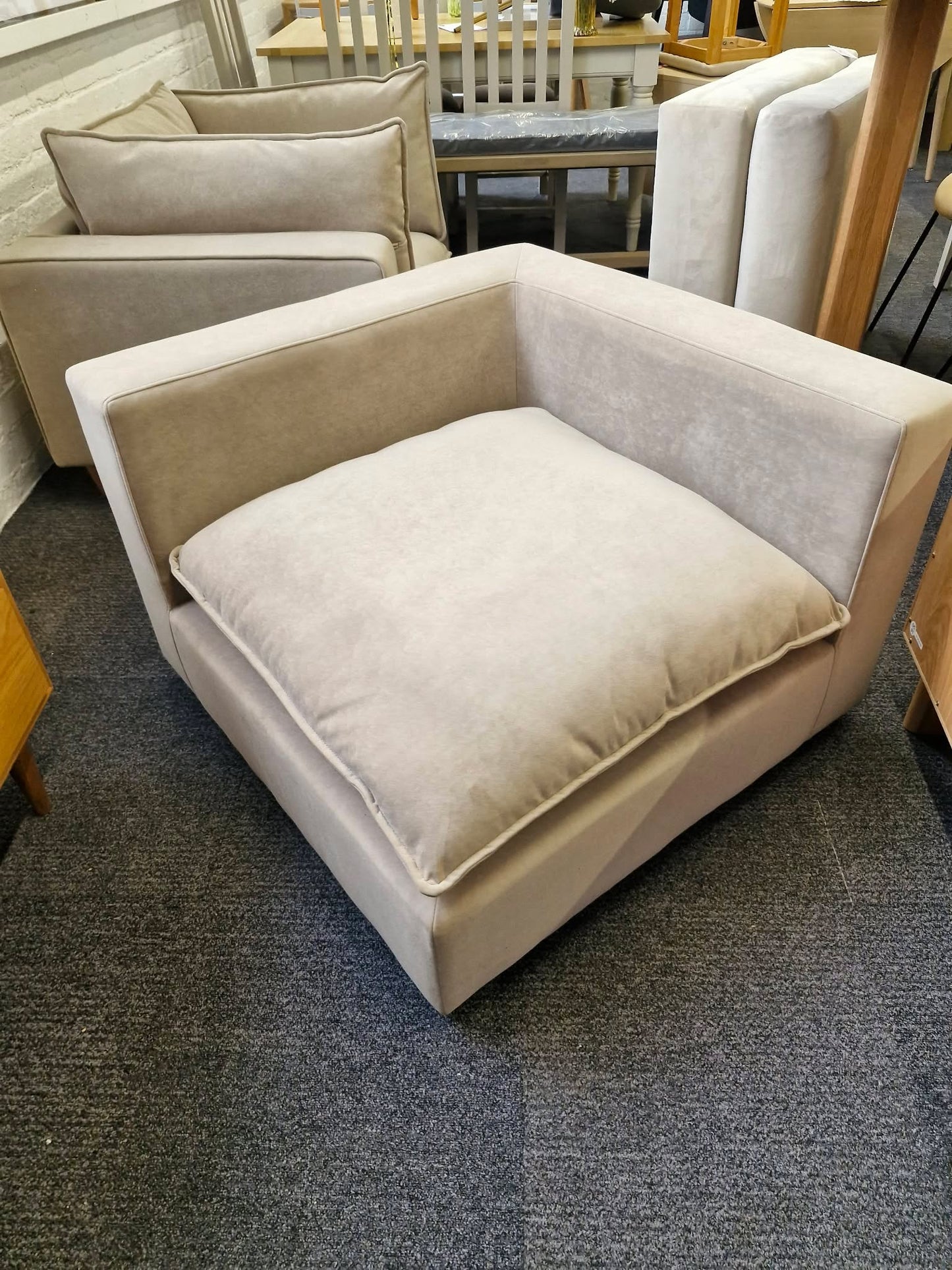 Corner unit seat  / Armchair Cream Stone Velvet
