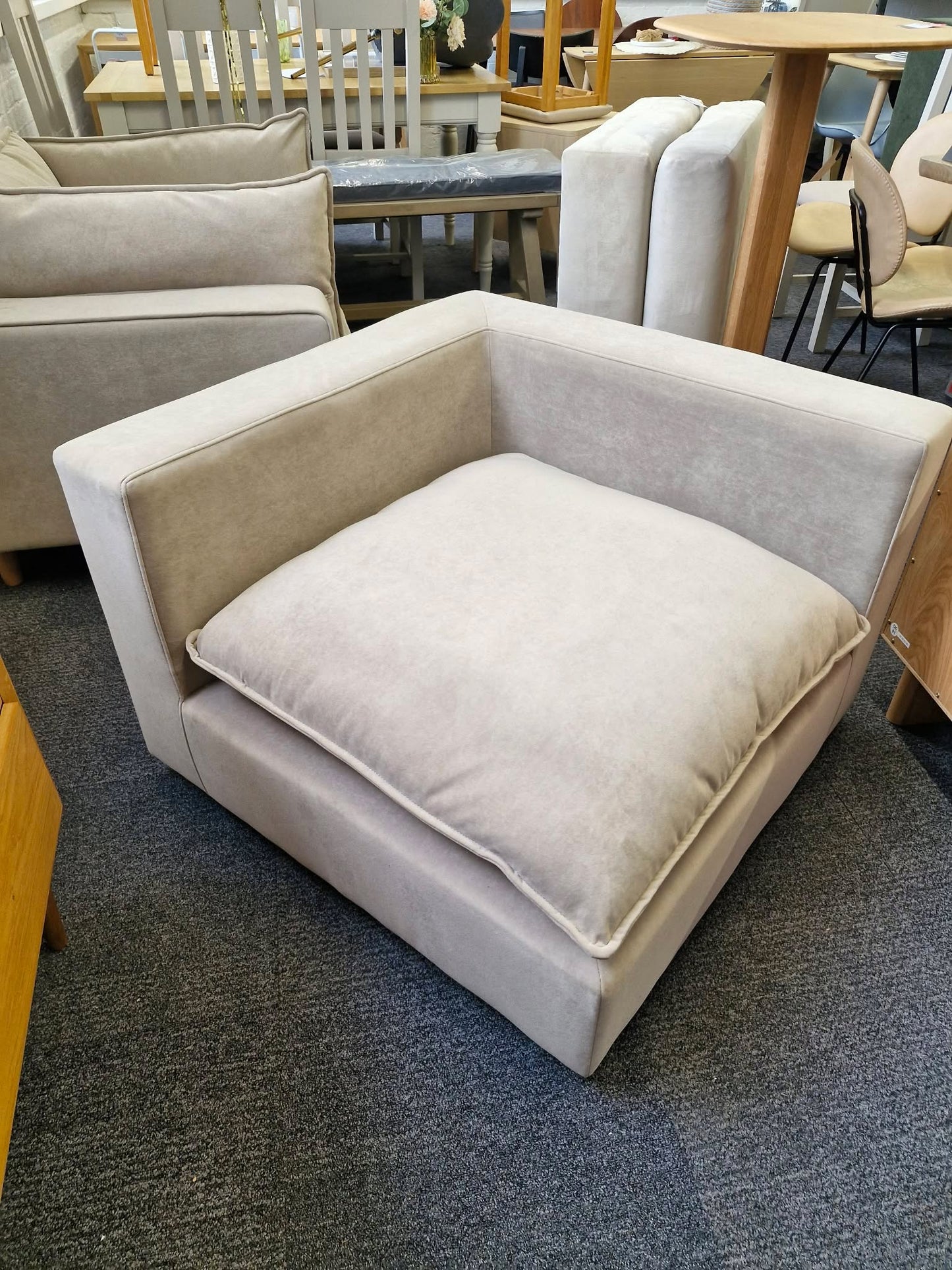 Corner unit seat  / Armchair Cream Stone Velvet