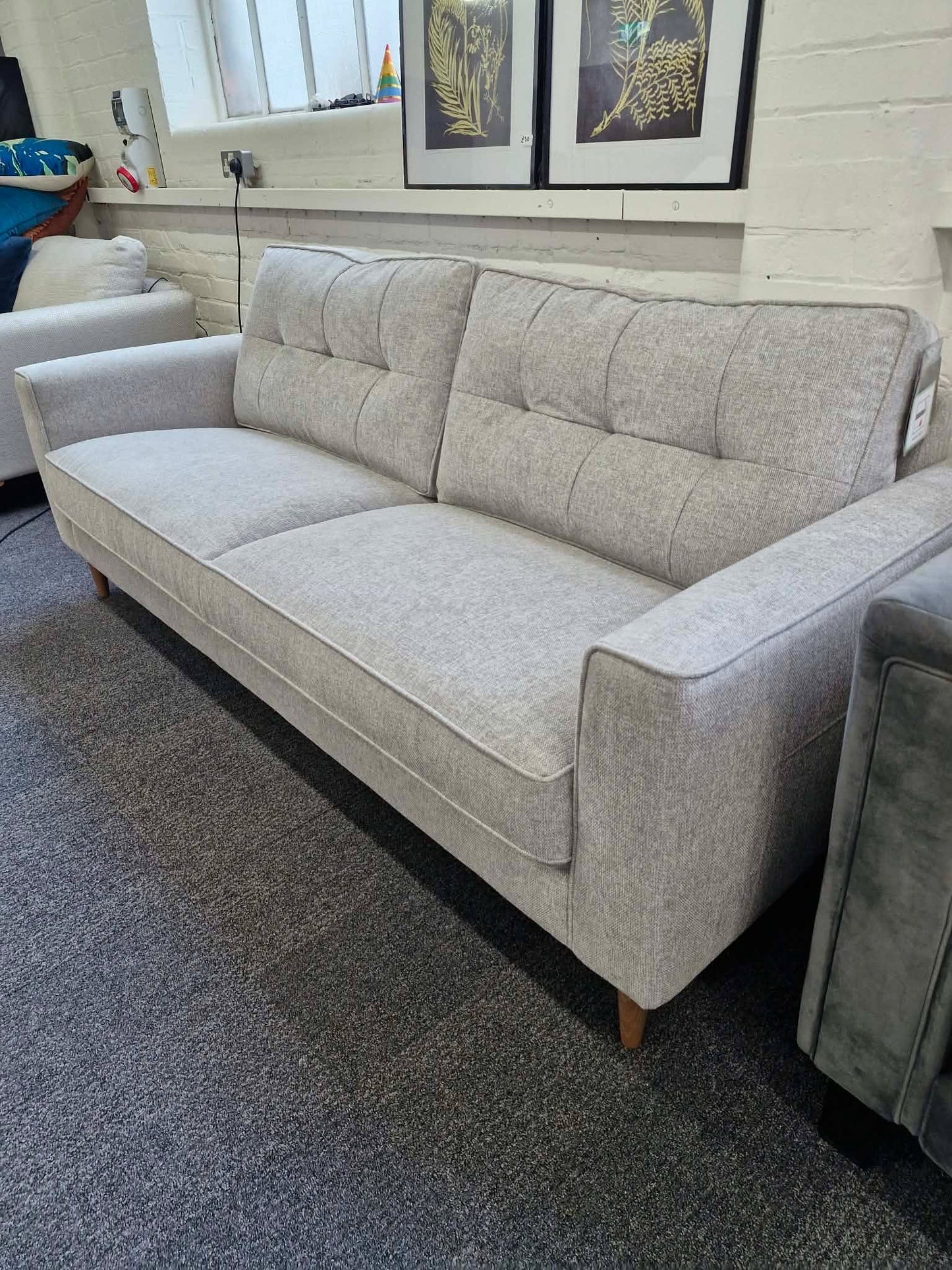 Large Light Grey 3 Seater Sofa