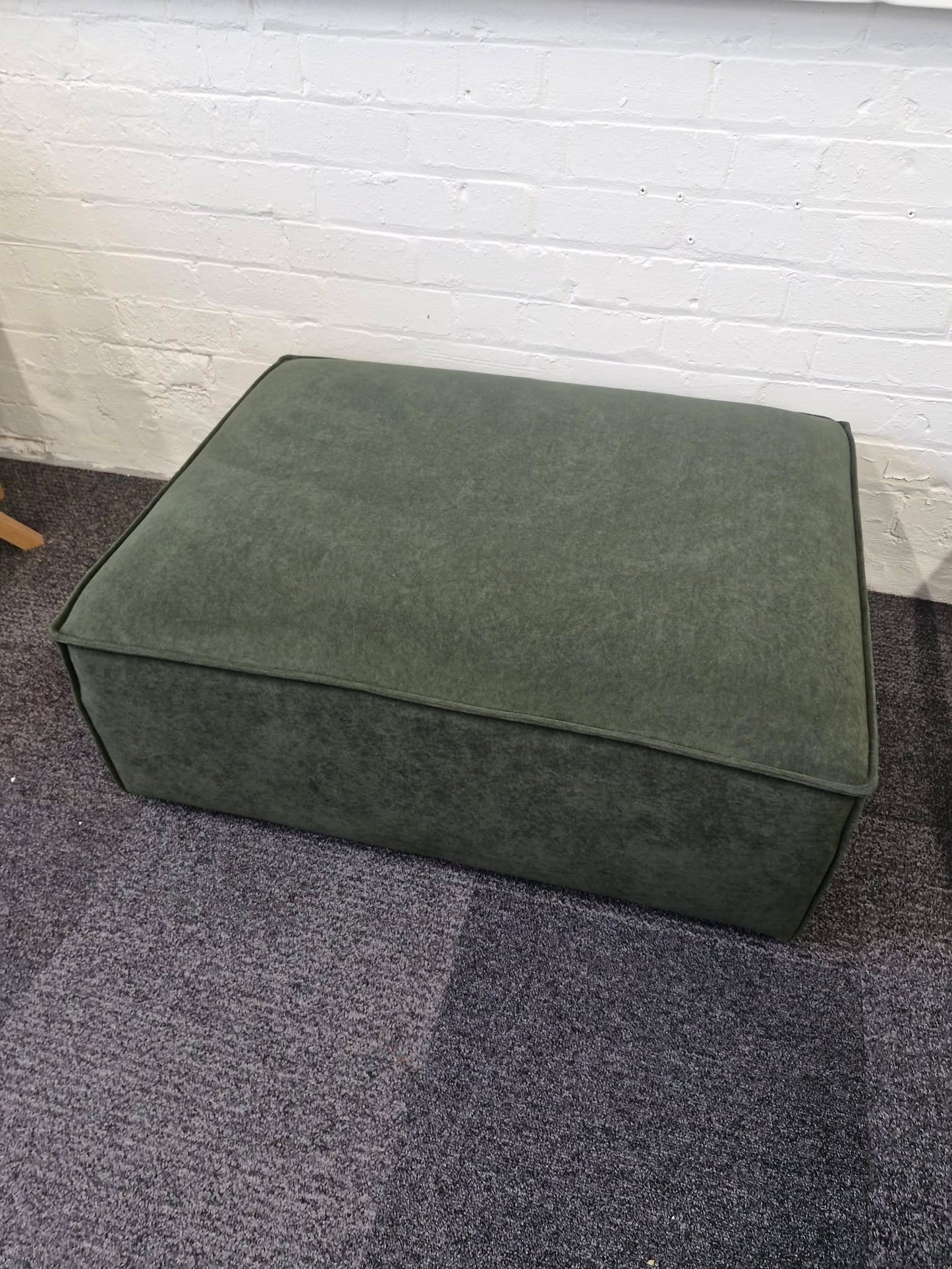 Large Velvet Forest Green Pouffe / Footrest Footstool