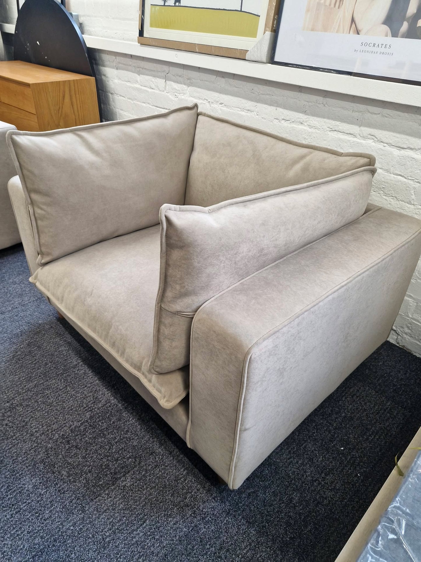 Large Wide Beige Armchair / Cuddle Chair