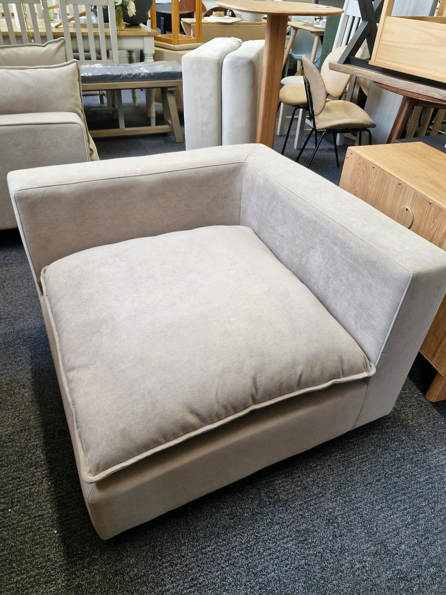 Corner unit seat  / Armchair Cream Stone Velvet