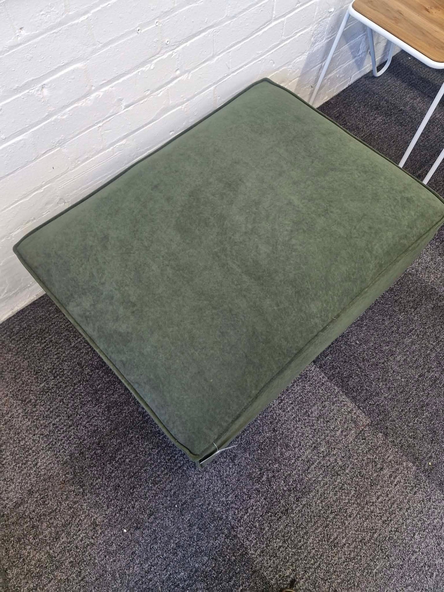 Large Velvet Forest Green Pouffe / Footrest Footstool