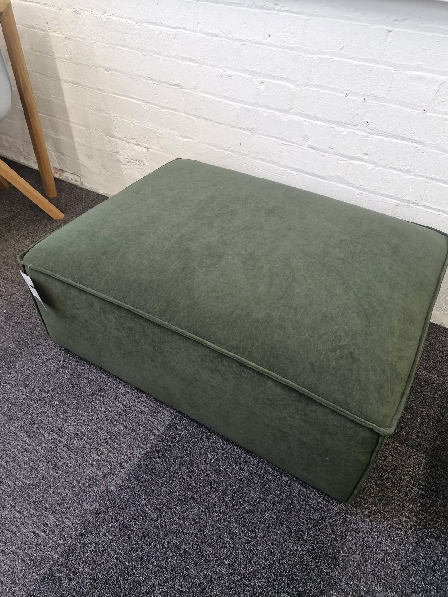 Large Velvet Forest Green Pouffe / Footrest Footstool