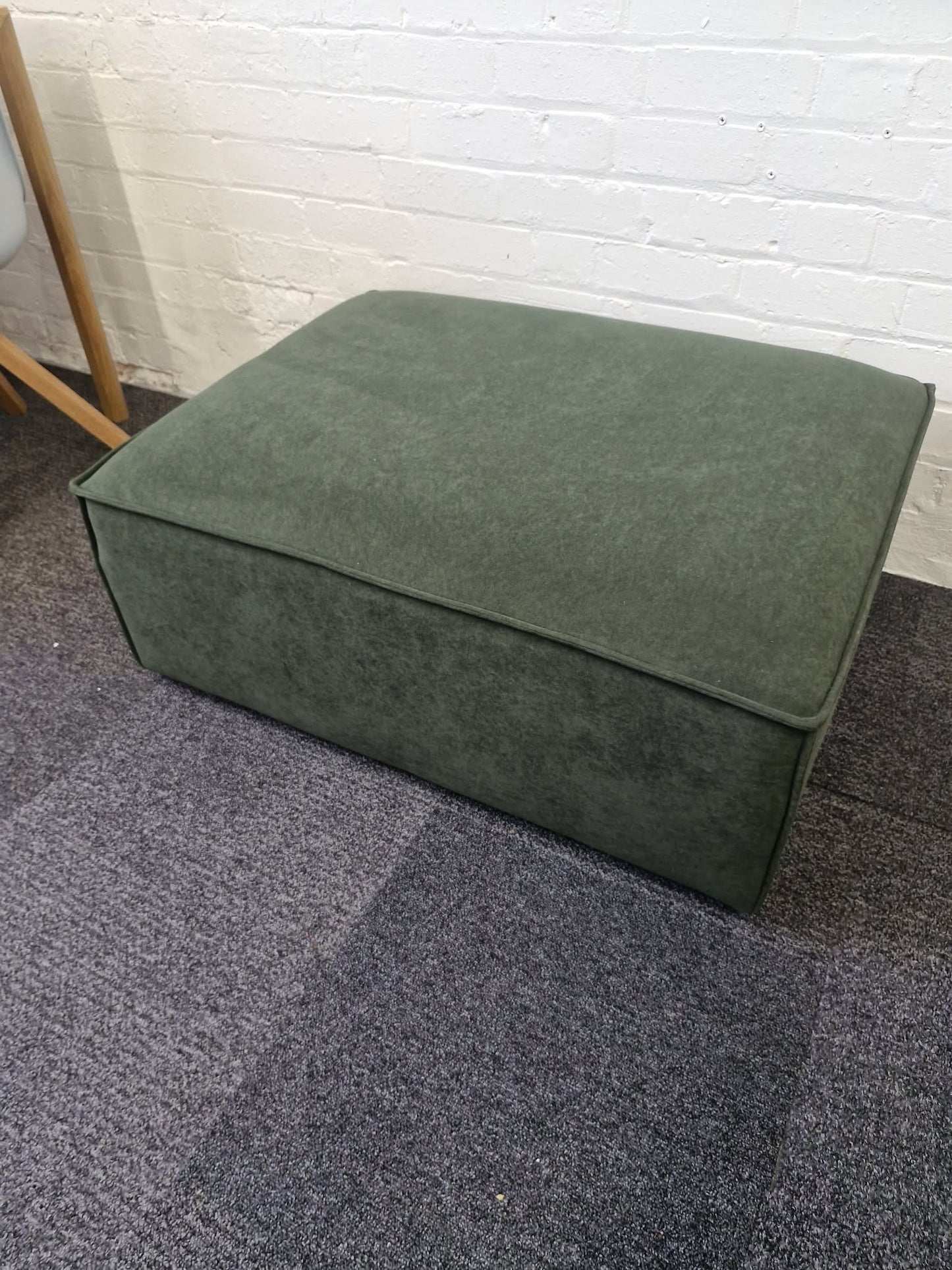 Large Velvet Forest Green Pouffe / Footrest Footstool